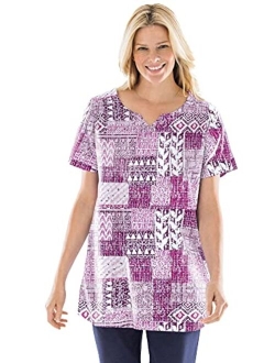 Women's Plus Size Print Patchwork Knit Tunic