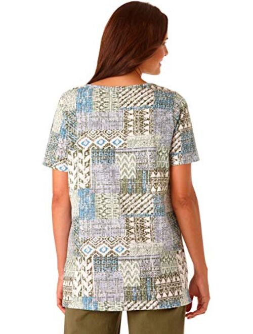 Woman Within Women's Plus Size Print Patchwork Knit Tunic