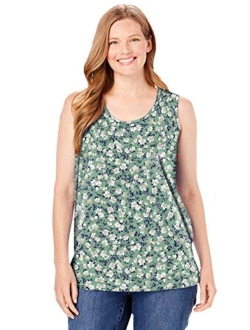 Women's Plus Size Perfect Printed Scoop-Neck Tank Top