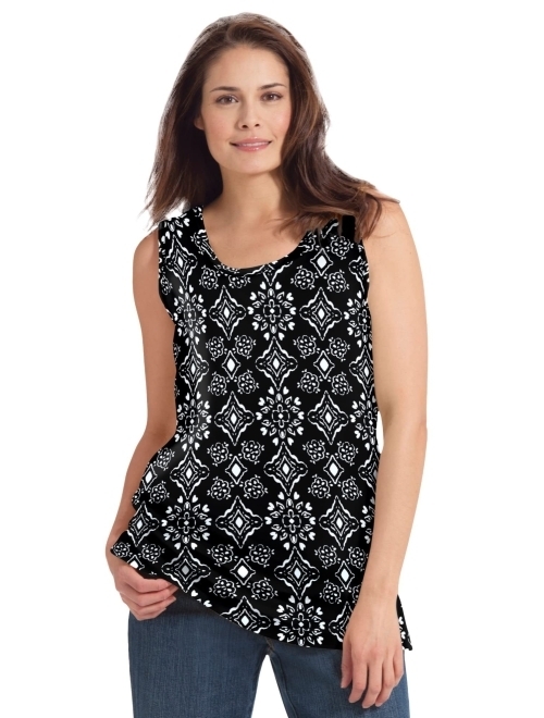 Woman Within Women's Plus Size Perfect Printed Scoop-Neck Tank Top