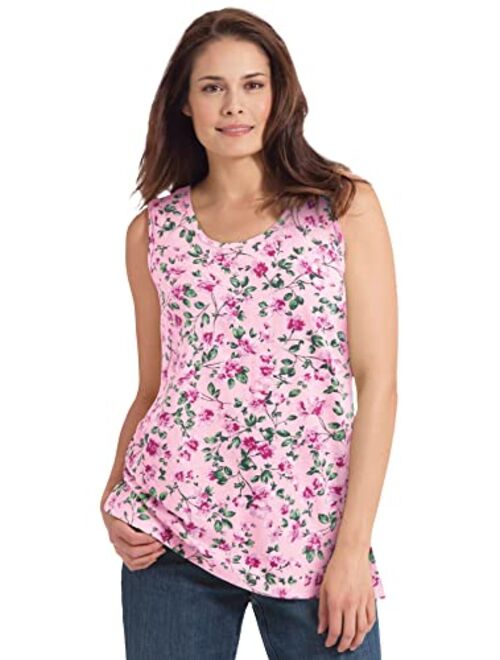 Woman Within Women's Plus Size Perfect Printed Scoop-Neck Tank Top