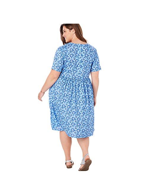 Woman Within Women's Plus Size Empire Waist Tee Dress