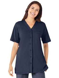 Women's Plus Size Short-Sleeve Baseball Tunic