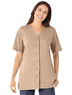 Women's Plus Size Short-Sleeve Baseball Tunic