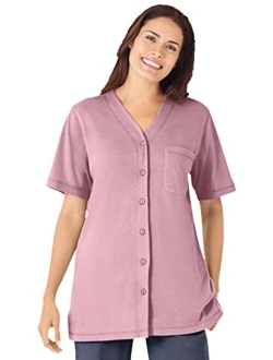 Women's Plus Size Short-Sleeve Baseball Tunic