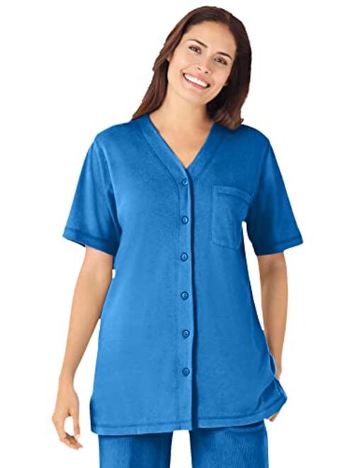 Woman Within Women's Plus Size Short-Sleeve Baseball Tunic