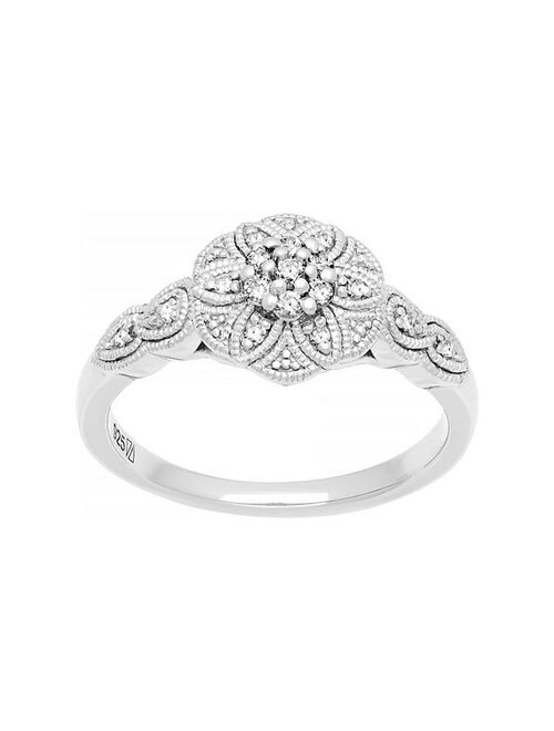 Love Always Sterling Silver 1/6 Carat T.W. Diamond Floral Promise Ring