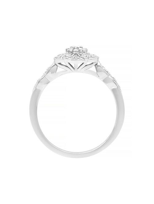 Love Always Sterling Silver 1/6 Carat T.W. Diamond Floral Promise Ring