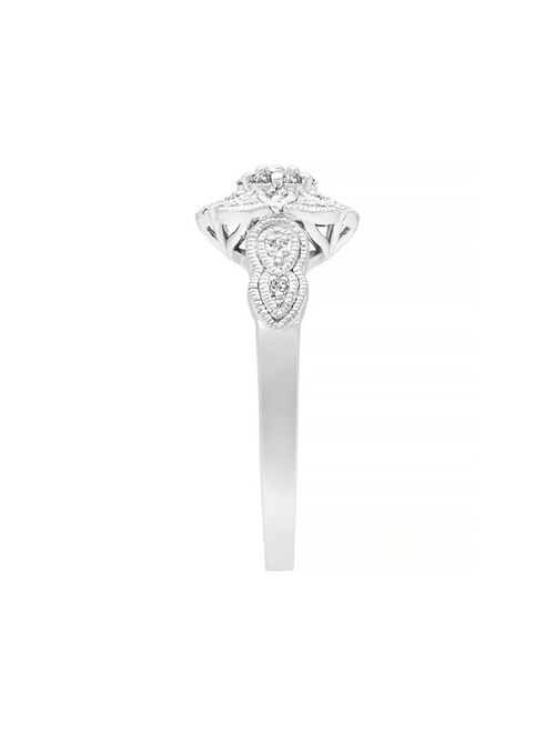 Love Always Sterling Silver 1/6 Carat T.W. Diamond Floral Promise Ring