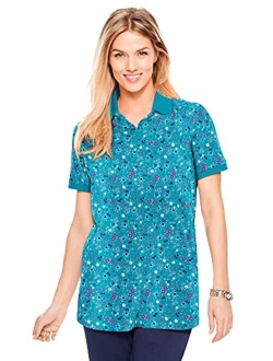 Women's Plus Size Perfect Printed Short-Sleeve Polo Shirt