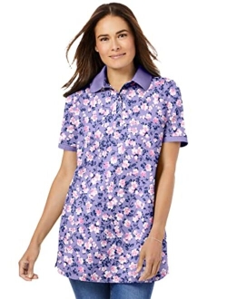 Women's Plus Size Perfect Printed Short-Sleeve Polo Shirt