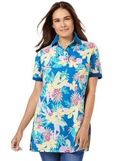 Women's Plus Size Perfect Printed Short-Sleeve Polo Shirt