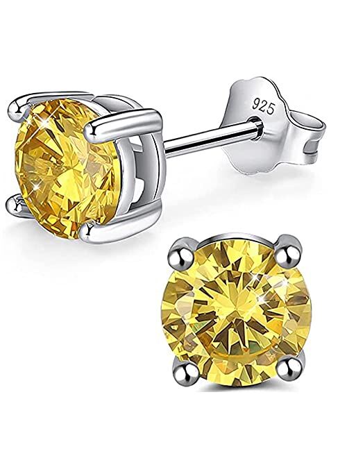 1 Pair Adabele Authentic Sterling Silver Birthstone Stud Earrings 4mm 0.25 Carat Tiny Cubic Zirconia Diamond Gemstone Hypoallergenic Nickel Free Women Girl Men Birthday F