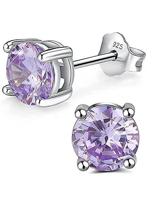 1 Pair Adabele Authentic Sterling Silver Birthstone Stud Earrings 4mm 0.25 Carat Tiny Cubic Zirconia Diamond Gemstone Hypoallergenic Nickel Free Women Girl Men Birthday F