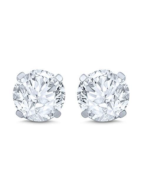 Cynergy 14k Gold Natural Diamond Round 4 Prong Stud Earring in Multiple Sizes