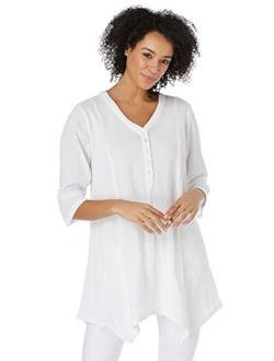 Women's Plus Size V-Neck Henley Tunic