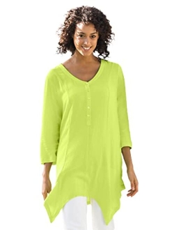 Women's Plus Size V-Neck Henley Tunic