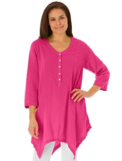 Women's Plus Size V-Neck Henley Tunic