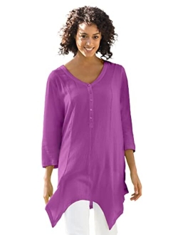 Women's Plus Size V-Neck Henley Tunic