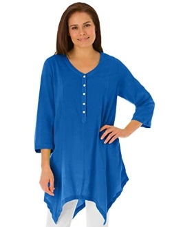 Women's Plus Size V-Neck Henley Tunic