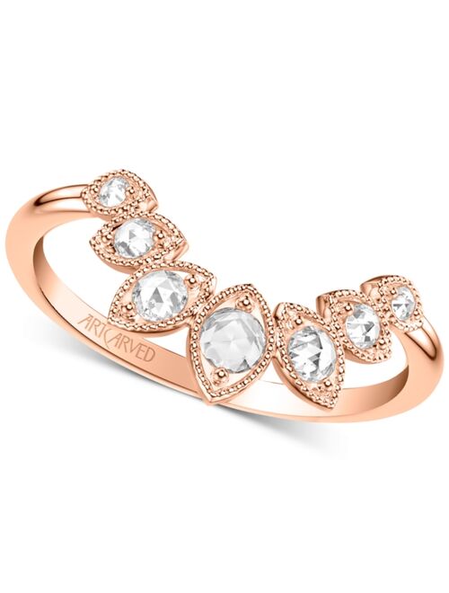 ArtCarved Art Carved Diamond Rose-Cut Milgrain Wedding Band (1/5 ct. t.w.) in 14k White, Yellow or Rose Gold