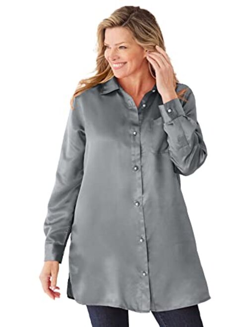 Woman Within Women's Plus Size Satin Tunic