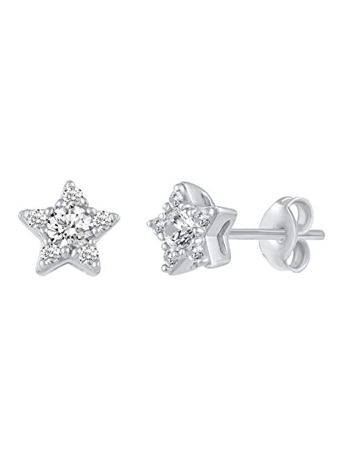 Fifth And Fine 1/4 Ctw Natural Diamond Stud Earrings set in 925 Sterling Silver