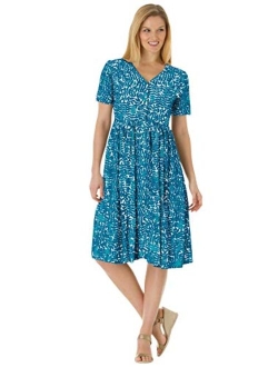 Women's Plus Size Woven Button Front Crinkle Dress