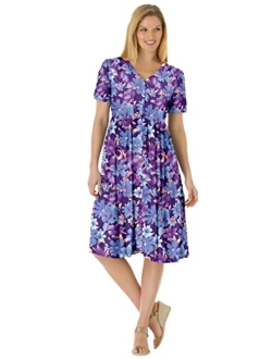 Women's Plus Size Woven Button Front Crinkle Dress