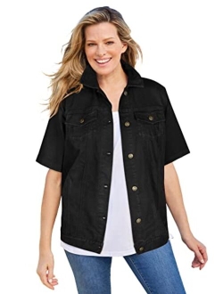 Women's Plus Size Short-Sleeve Denim Jacket