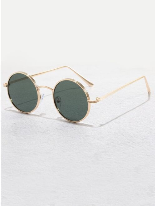 Men Tinted Lens Round Frame Fashion Glasses