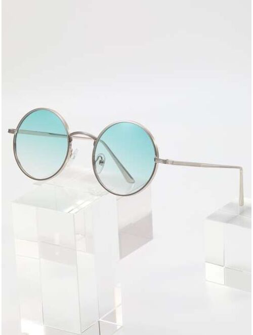 Men Tinted Lens Round Frame Fashion Glasses