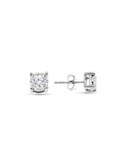 NATALIA DRAKE 1/10-1/2 Cttw Round Brilliant Cut Diamond Stud Earrings for Women in Sterling Silver Miracle Plate (Color H-I/Clarity I1-I2)