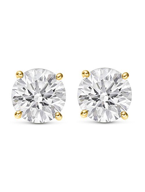 Houston Diamond District 1 Carat Solitaire Diamond Stud Earrings Round Brilliant Shape 4 Prong Push Back (K-L Color, SI2-I1 Clarity)