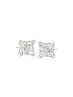 Princess-Cut Diamond Stud Earrings in 14kt White Gold I-J Color I2 Clarity