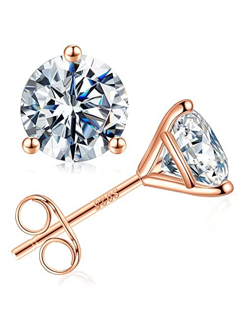 Smilest 0.2-4CT Martini Moissanite Earrings for Women Men, D Color VVS1 Clarity Brilliant Lab Created Diamond Earrings 18K White Yellow Rose Gold Black Ruthenium Vermeil 