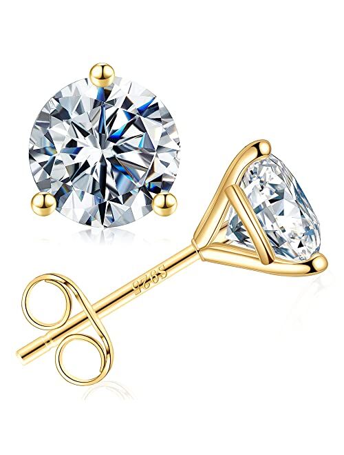 Smilest 0.2-4CT Martini Moissanite Earrings for Women Men, D Color VVS1 Clarity Brilliant Lab Created Diamond Earrings 18K White Yellow Rose Gold Black Ruthenium Vermeil 