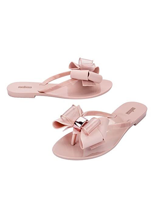 Melissa Womens Harmonic Fab Bow Flats Sandals Natural