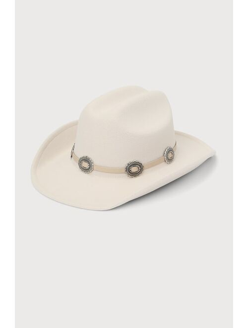 Lulus Wild West Wonder Ivory Conch Cowboy Hat