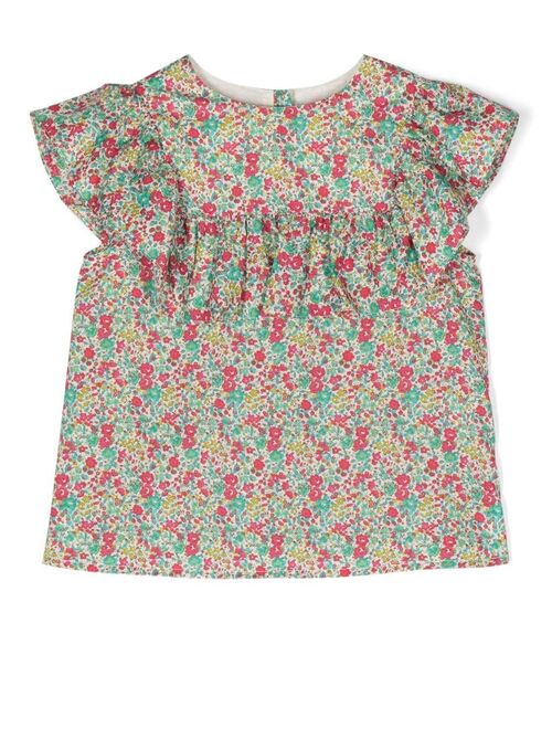 Bonpoint floral-print ruffled blouse