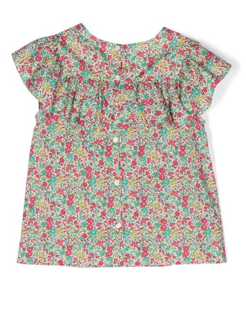 Bonpoint floral-print ruffled blouse