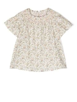 floral-print short-sleeved blouse