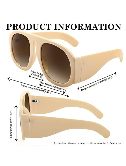 FEISEDY Oversized Square Sunglasses Women Men Round Shield Sunglasses Vintage Plastic Thick Frame Shades B2745