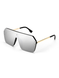 Classic Siamese One Piece Sunglasses Nice Rimless Stylish Retro Design for Women Men B2574