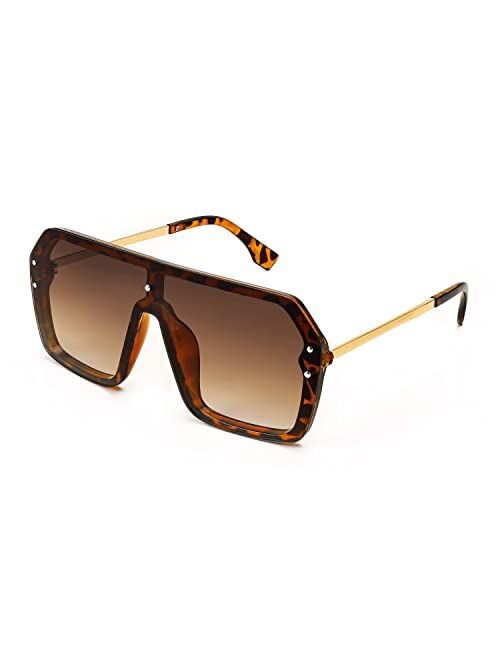 FEISEDY Classic Siamese One Piece Sunglasses Nice Rimless Stylish Retro Design for Women Men B2574