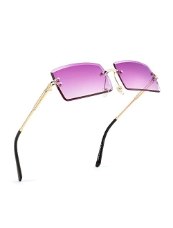 Vintage Rimless Sunglasses Rectangle Frameless Candy Color Glasses Women Men B2642