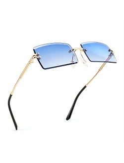 Vintage Rimless Sunglasses Rectangle Frameless Candy Color Glasses Women Men B2642