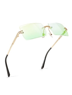 Vintage Rimless Sunglasses Rectangle Frameless Candy Color Glasses Women Men B2642