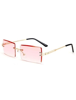 Vintage Rimless Sunglasses Rectangle Frameless Candy Color Glasses Women Men B2642