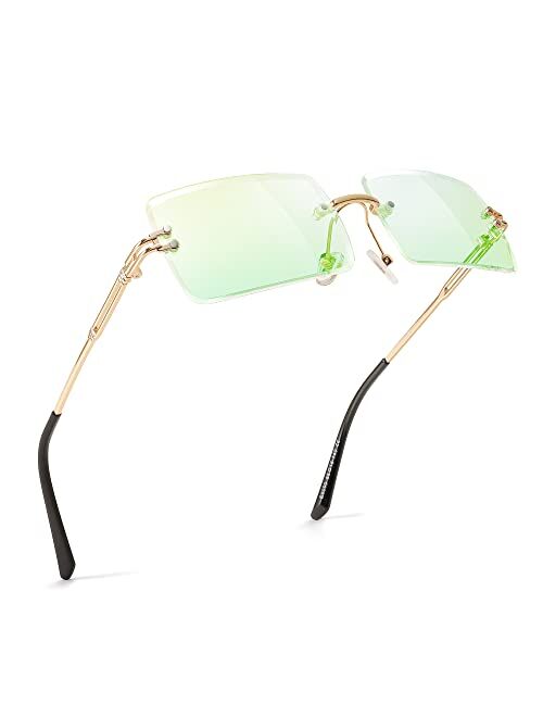 FEISEDY Vintage Rimless Sunglasses Rectangle Frameless Candy Color Glasses Women Men B2642